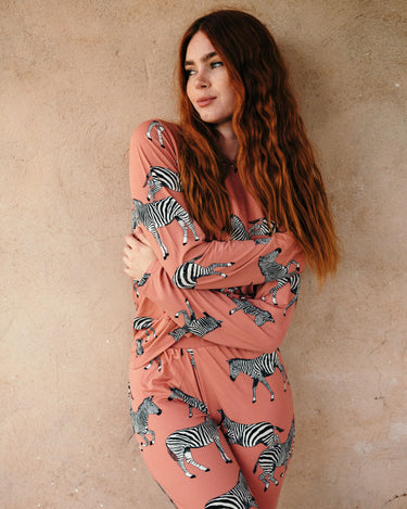 Blush Zebra Long Pyjama Set